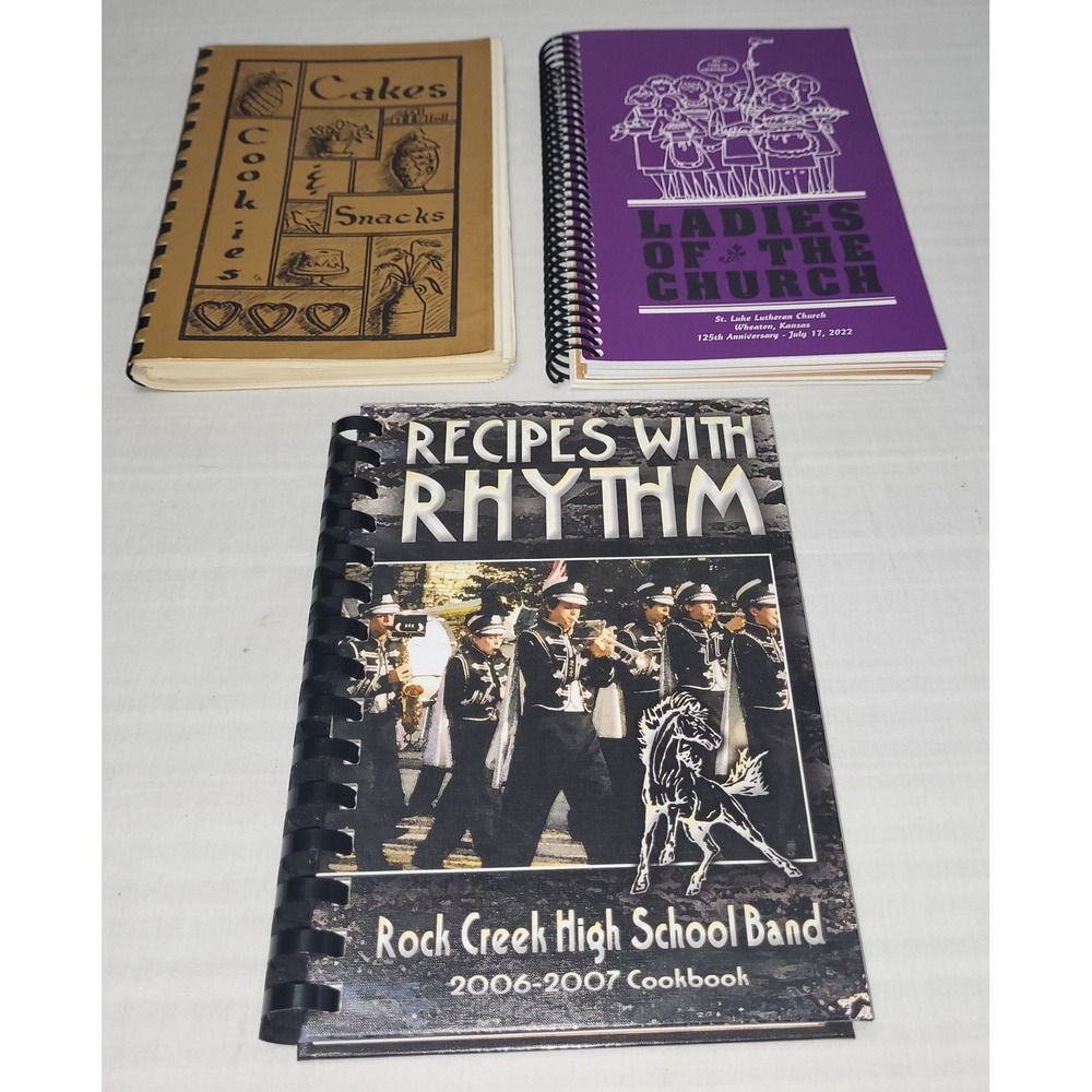 Morris Press Cookbook Church School Farm Wives Kansas Spiral Bound Lot of 3